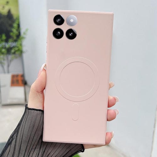 Funda magnética MagSafe de silicona líquida de color sólido para Xiaomi 14 (rosa)