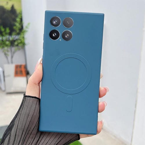 Funda magnética MagSafe de silicona líquida de color sólido para Xiaomi 15 (azul real)