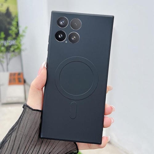 Funda magnética MagSafe de silicona líquida de color sólido para Xiaomi 15 (negra)