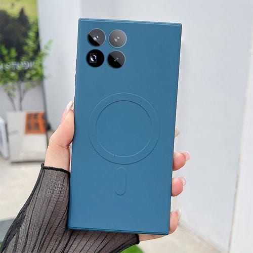 Funda magnética MagSafe de silicona líquida de color sólido para Xiaomi 15 Pro (azul real)