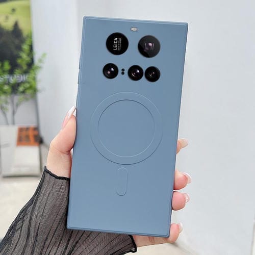 Funda magnética MagSafe de silicona líquida de color ultra sólido para Xiaomi 15 (gris lavanda)