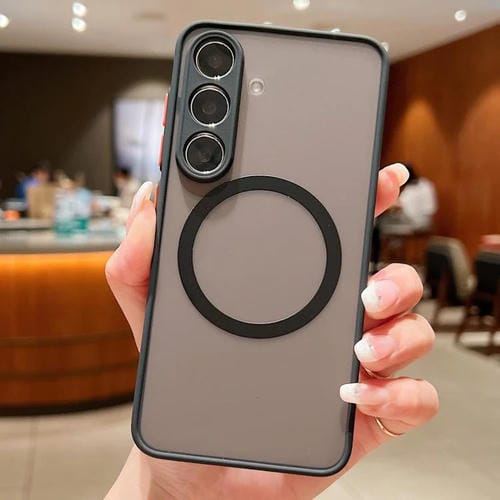 Funda con tapa MagSafe para Samsung Galaxy A56 5G con diseño de ojo de Halcón (negro)