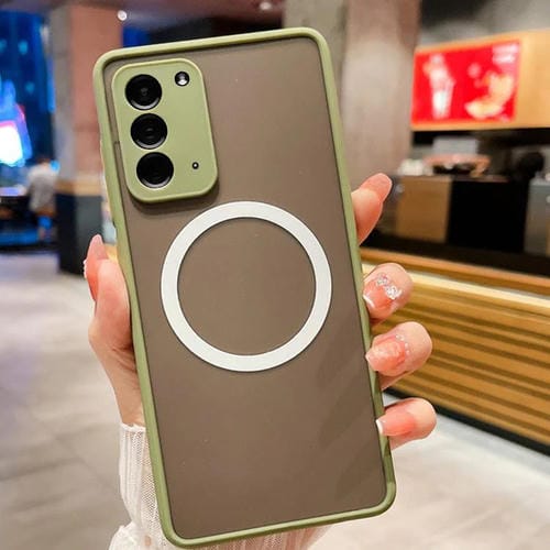 Funda MagSafe con diseño de ojo de águila y textura de piel para Samsung Galaxy Note20 4G/5G (verde militar)