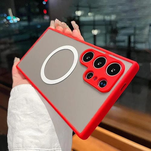 Funda MagSafe con diseño de ojo de águila y textura para Samsung Galaxy S24 Ultra 5G (roja)