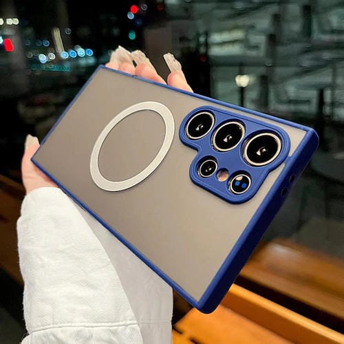 Funda MagSafe con diseño de ojo de halcón para Samsung Galaxy S25 Ultra 5G (azul rey)