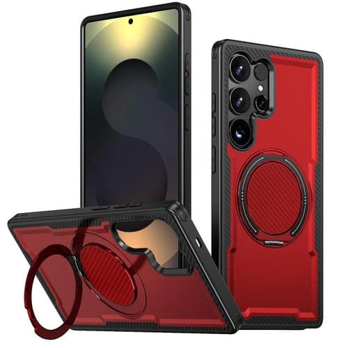 Funda metálica con rotación de 360 grados y MagSafe para Samsung Galaxy S24 Ultra 5G (roja)