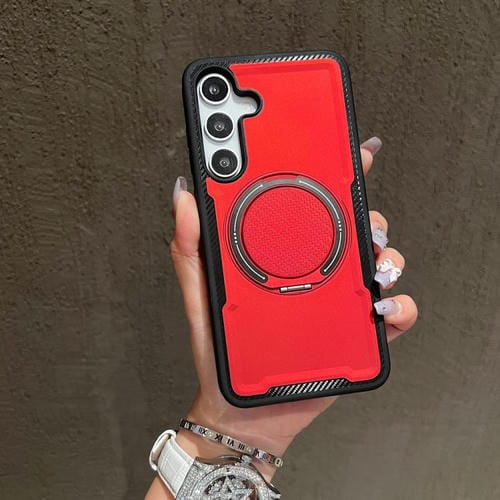 Funda metálica con rotación de 360 grados y soporte MagSafe para Samsung Galaxy S25+/S24+ 5G (roja)