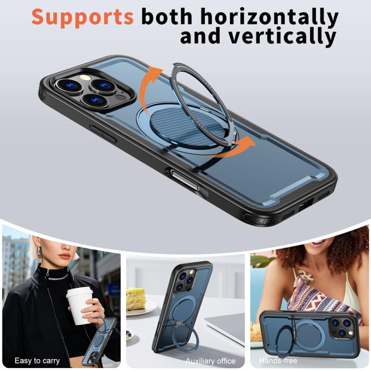 Funda metálica MagSafe con rotación de 360 grados para iPhone 16 Pro Max (azul marino)
