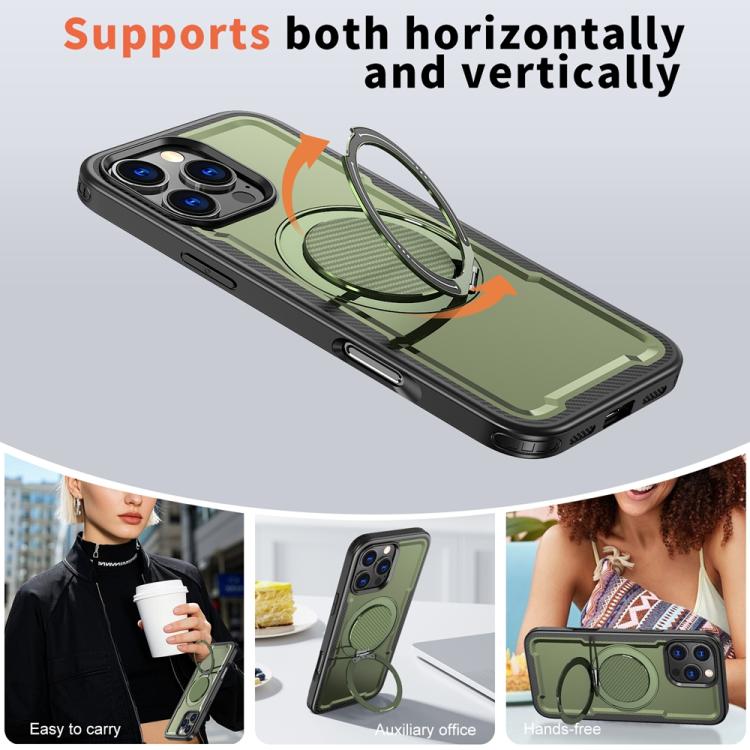 Funda metálica MagSafe con rotación de 360 grados para iPhone 16 Pro Max (verde oliva)