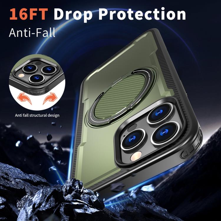 Funda metálica MagSafe con rotación de 360 grados para iPhone 16 Pro Max (verde oliva)