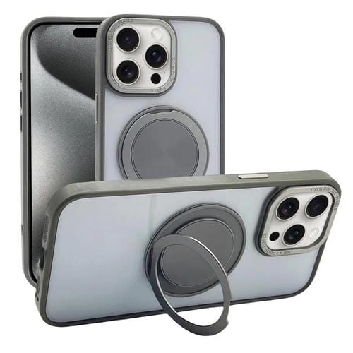 Funda MagSafe semitransparente con rotación de 360 grados para iPhone 15 Pro (gris)