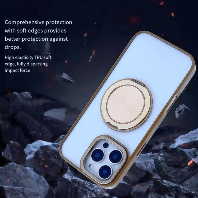 Funda semitransparente con rotación de 360 grados y MagSafe para iPhone 15 Plus/14 Plus (dorado desierto)