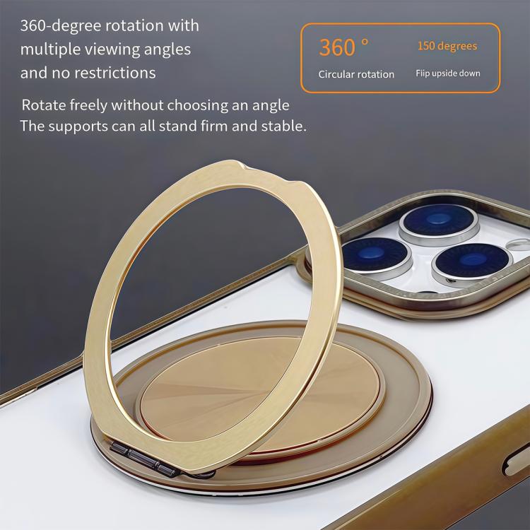 Funda semitransparente con rotación de 360 grados y MagSafe para iPhone 15 Plus/14 Plus (dorado desierto)