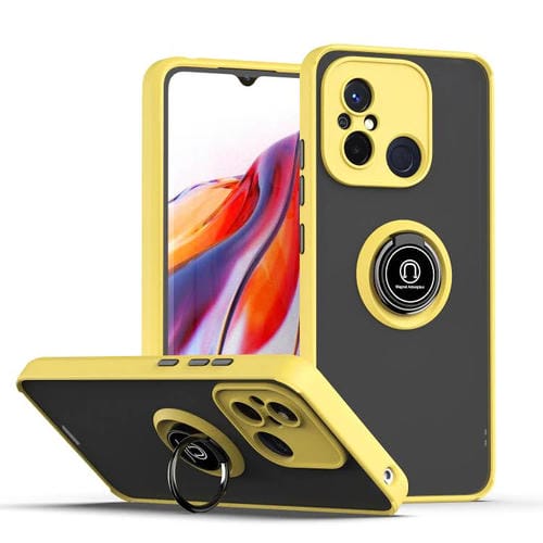 Funda de TPU + PC con anillo para Redmi 12C / 11A Q Shadow 1 Series (amarilla)