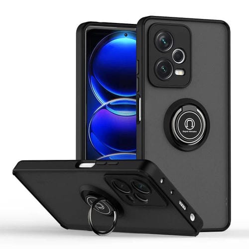 Funda de TPU + PC con anillo para Redmi Note 12 Pro 5G Global Q Shadow 1 Series (Negro + Negro)