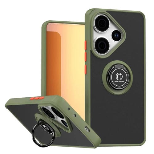 Funda de TPU + PC con anillo para Redmi Turbo 3 / Poco F6 Q Shadow 1 (verde militar)