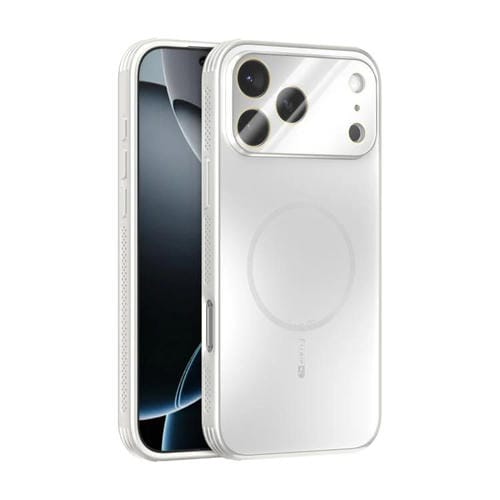 Funda ABEEL MagSafe esmerilada con disipación de calor y película para lente para iPhone 17 Pro Max (blanca)