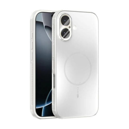 Funda ABEEL MagSafe esmerilada con disipación de calor y película para lente para iPhone 17 (blanca)