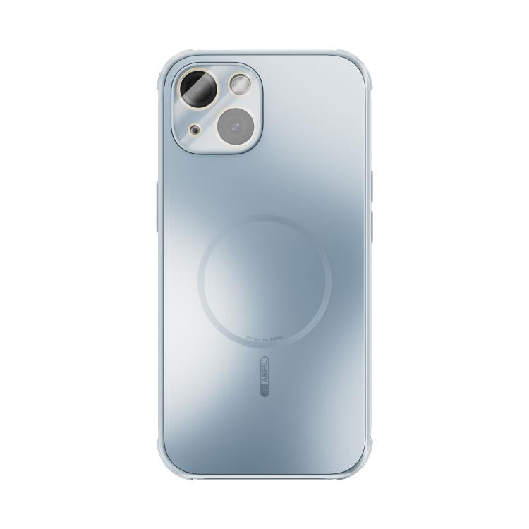 Funda ABEEL MagSafe esmerilada con disipación de calor y película para lente para iPhone 14 (azul claro)