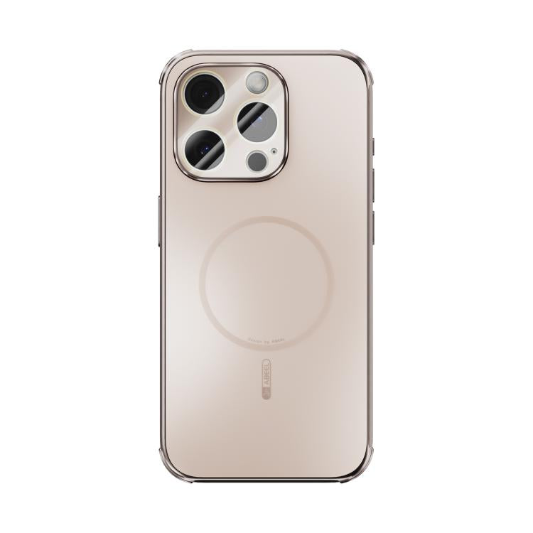 Funda ABEEL MagSafe esmerilada con disipación de calor y película para lente para iPhone 13 Pro (oro rosa)