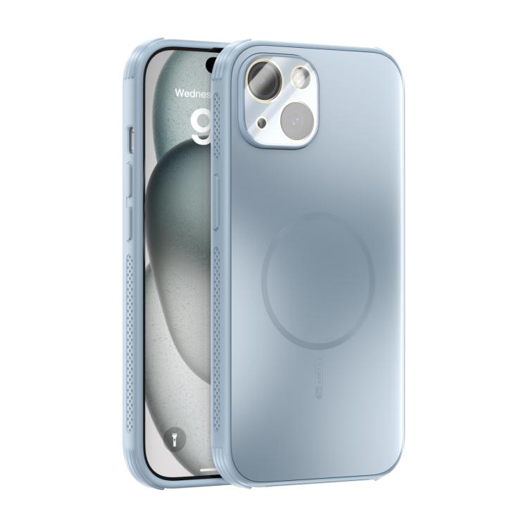 Funda ABEEL MagSafe esmerilada con disipación de calor y película para lente para iPhone 13 (azul claro)