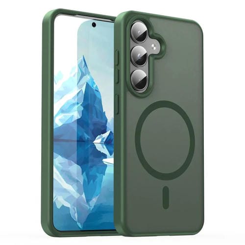 Funda híbrida de TPU translúcida con acabado mate MagSafe para Samsung Galaxy S24 5G (verde oliva)