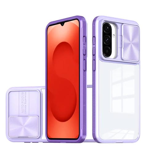 Funda deslizante de acrílico transparente + PC + TPU para Samsung Galaxy A26 5G, cobertura total (morado)