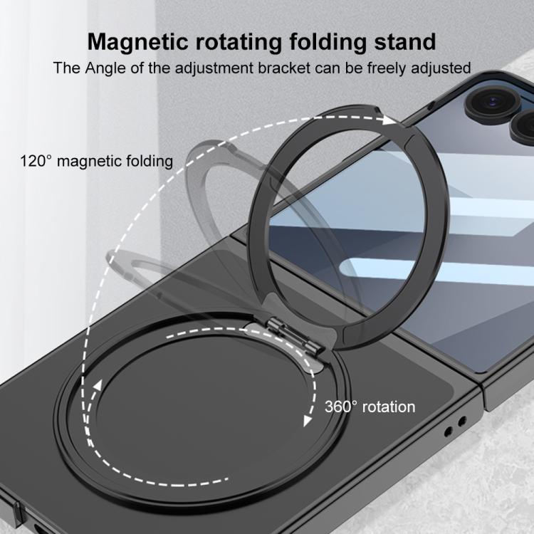 Funda para Samsung Galaxy Z Flip7 5G con galvanoplastia integrada y cobertura total, con soporte giratorio magnético (transparente)