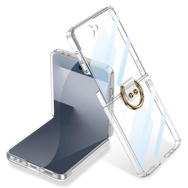 Funda para Samsung Galaxy Z Flip7 5G con galvanoplastia integrada Phantom, cobertura total y anillo (transparente)