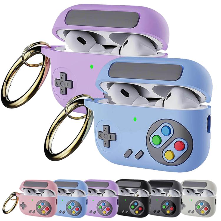 Funda protectora de silicona para auriculares AirPods 4 estilo consola de juegos retro (azul)