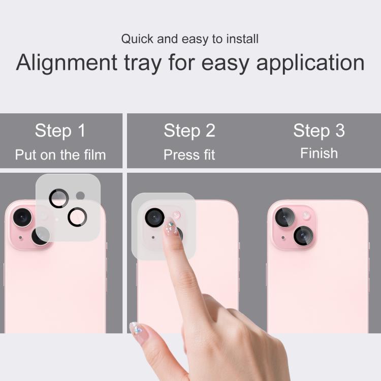 Funda para iPhone 15/15 Plus con película de cristal imak para lente de cámara trasera, versión exclusiva con autoposicionamiento