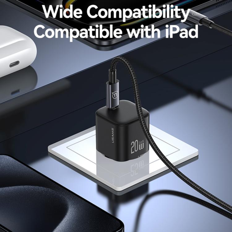 Cargador rápido mini USAMS CC260 de 20 W GaN con puerto USB-C/Tipo C, enchufe: UE (blanco)