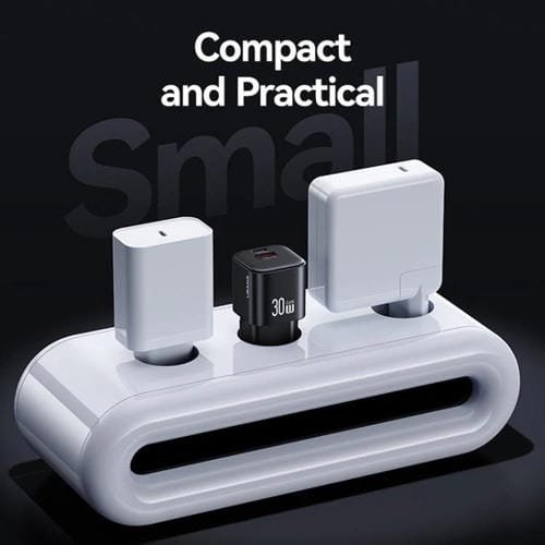 Cargador mini rápido USAMS CC263 de 30 W GaN USB-C/Tipo-C, con dos puertos USB, enchufe UE (blanco)