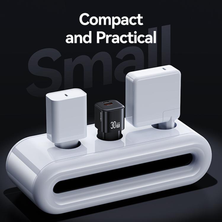 Cargador mini rápido USAMS CC263 de 30 W GaN USB-C/Tipo-C, con dos puertos USB, enchufe UE (negro)