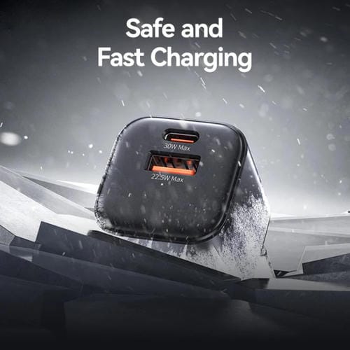 Cargador mini rápido USAMS CC263 de 30 W GaN USB-C/Tipo-C, con dos puertos USB, enchufe UE (blanco)