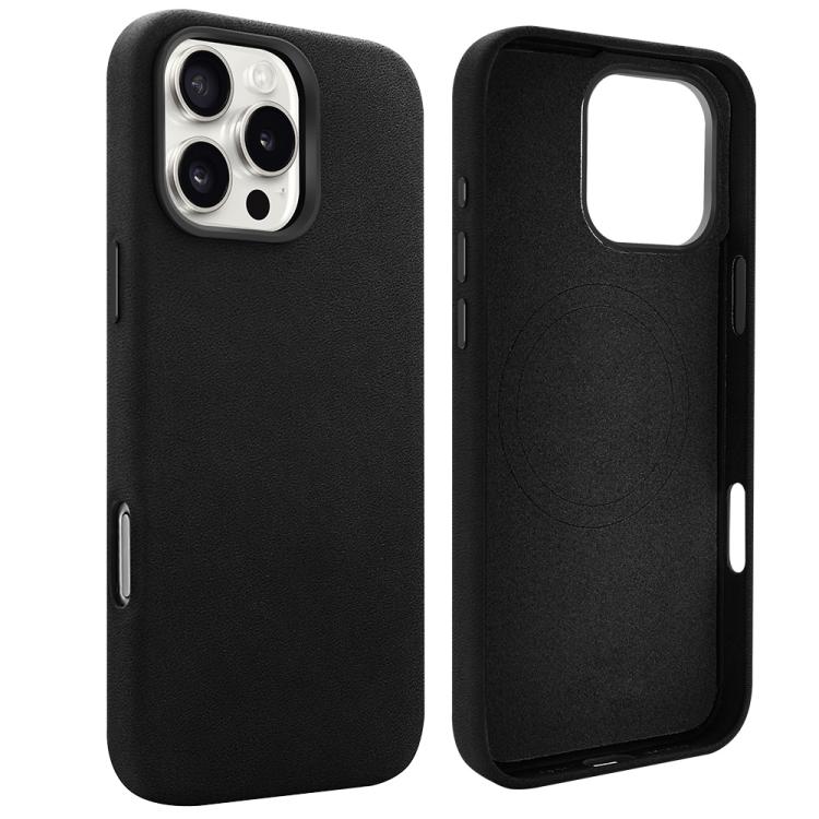 Funda VIETAO de piel sintética MagSafe de gamuza para iPhone 15 Pro Max (negra)