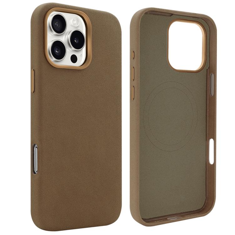 Funda de cuero sintético VIETAO Suede MagSafe para iPhone 15 Pro (marrón oscuro)