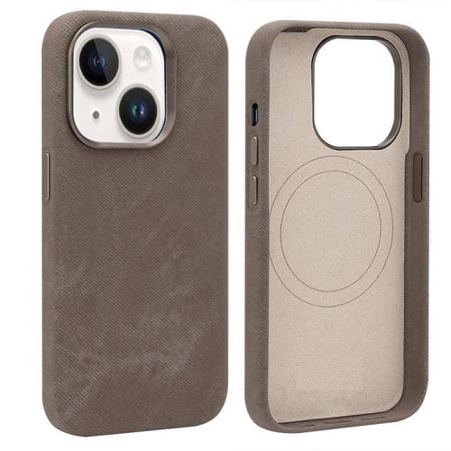 Funda VIETAO de cuero sintético con textura vaquera retro MagSafe para iPhone 13 (marrón)