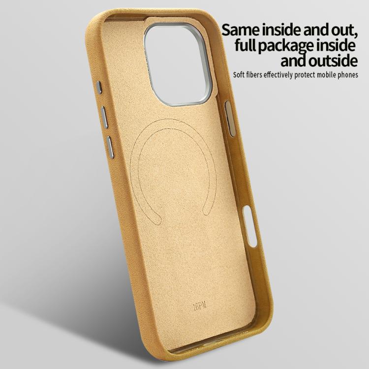 Funda VIETAO de piel sintética MagSafe de ante con soporte para iPhone 15 (marrón café)