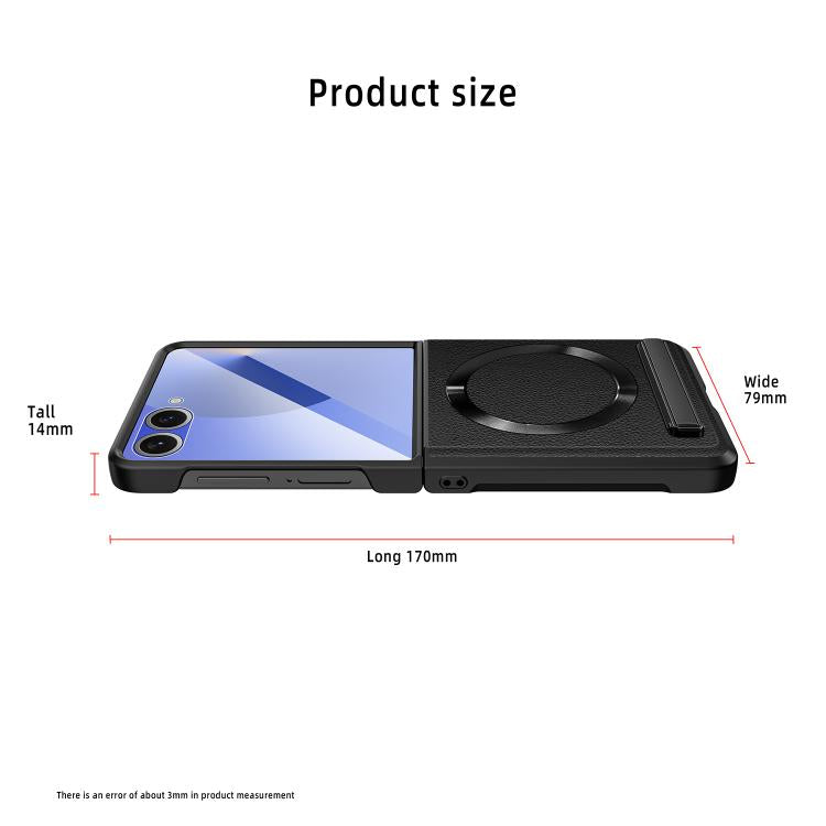 Funda para Samsung Galaxy Z Flip7 5G con soporte invisible integrado y textura de CD, magnética, con textura de lichi (verde)