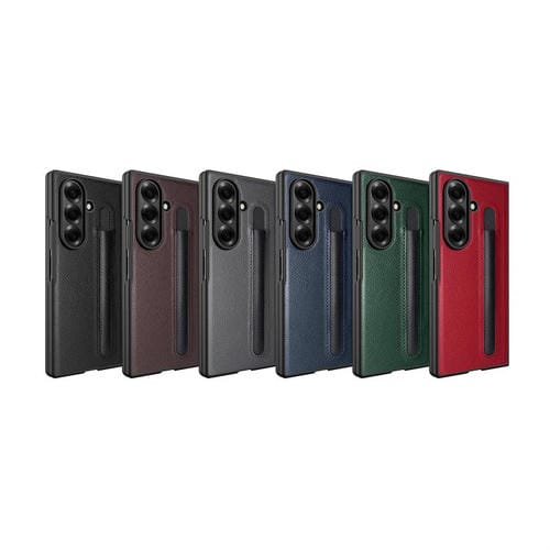 Funda para Samsung Galaxy Z Fold7 5G con diseño de lichi integrado, ranura para bolígrafo (sin bolígrafo) (rojo)