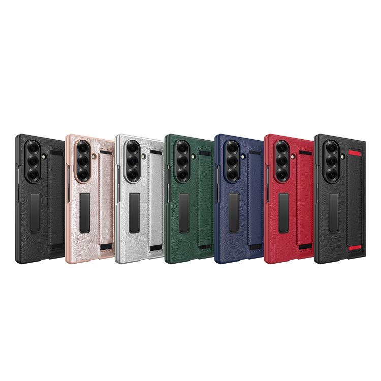 Funda para Samsung Galaxy Z Fold7 5G con soporte invisible integrado y correa de mano (negro y rojo)