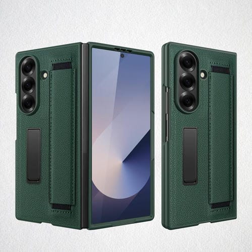 Funda para Samsung Galaxy Z Fold7 5G con soporte invisible integrado y correa de mano (verde)