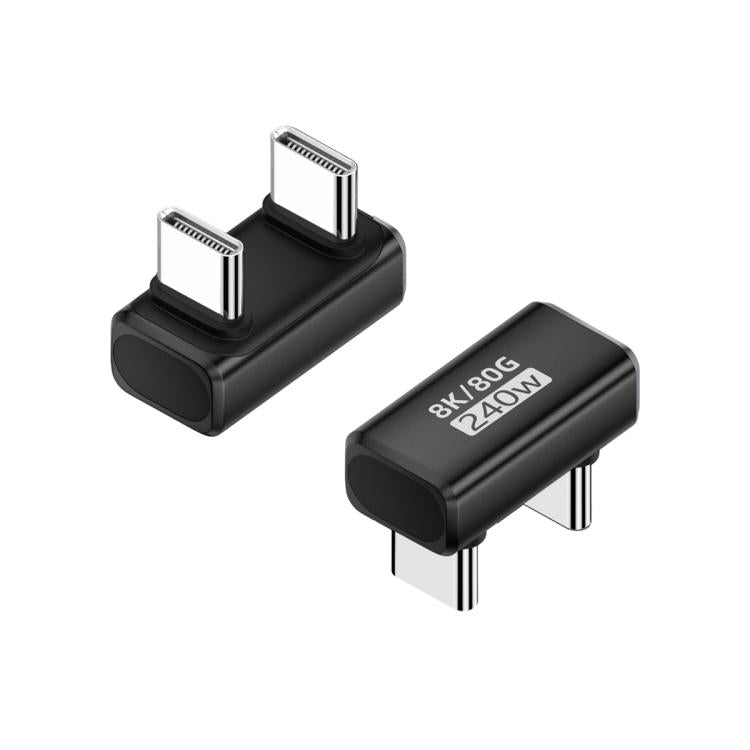 Adaptador tipo C de 240 W y 80 Gbps con todas las funciones, modelo: macho a macho en forma de U (negro)
