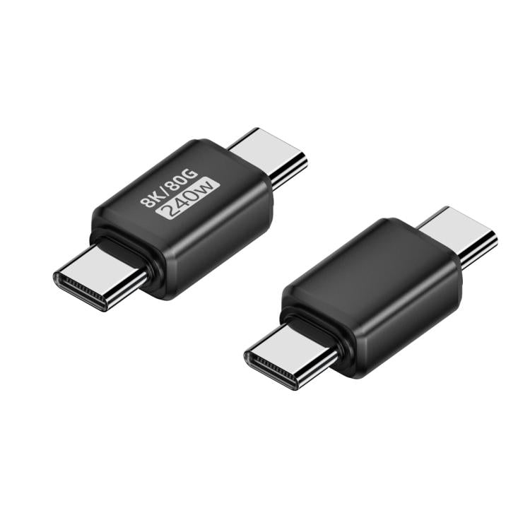 Adaptador tipo C de 240 W y 80 Gbps con todas las funciones. Modelo: conector macho recto a macho (negro).