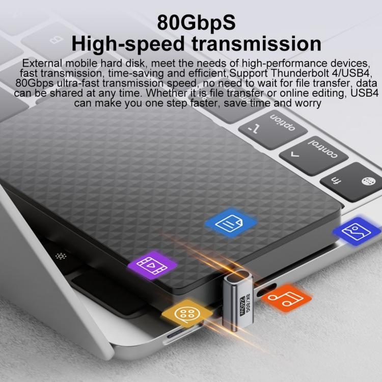 Adaptador tipo C de 240 W y 80 Gbps con todas las funciones. Modelo: macho a macho en forma de U (azul).
