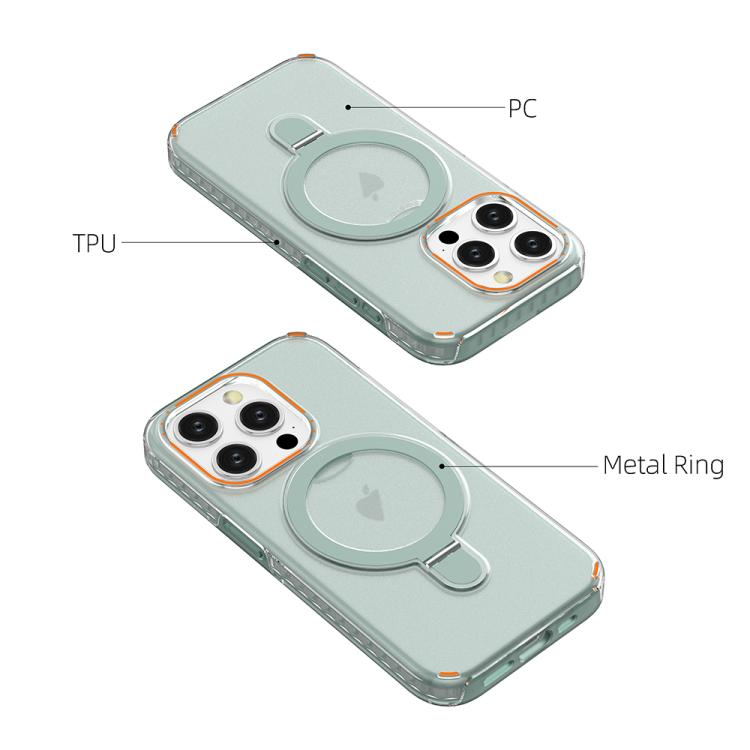 Funda colorida 2 en 1 con soporte de anillo MagSafe para iPhone 15 Pro (transparente)