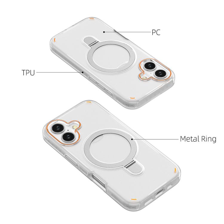 Funda colorida 2 en 1 con soporte de anillo MagSafe para iPhone 16 (rosa)