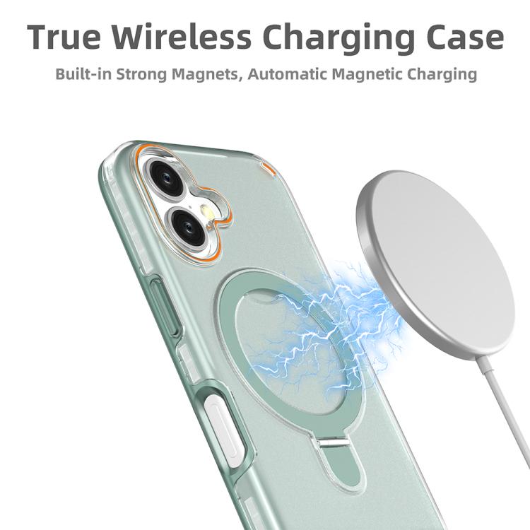 Funda colorida 2 en 1 con soporte de anillo MagSafe para iPhone 16 (azul rey)