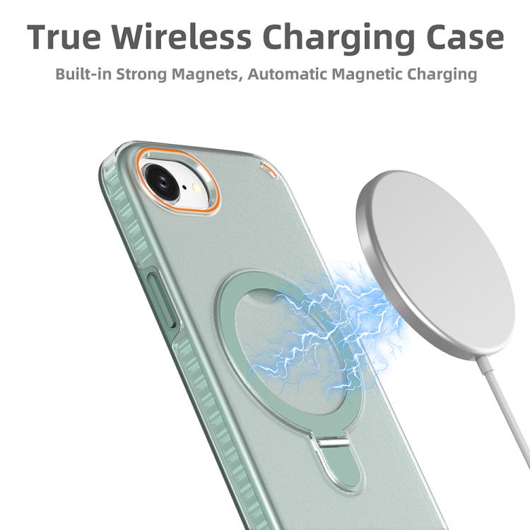 Funda colorida 2 en 1 con soporte de anillo MagSafe para iPhone 16e (negro transparente)